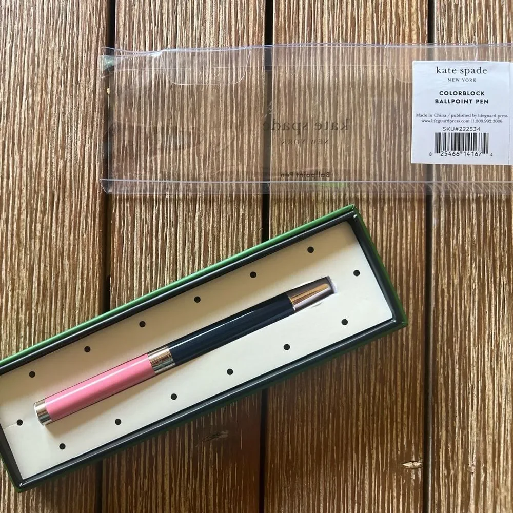 Kate Spade Limited Edition Pink & Navy Blue Colorblock Ballpoint Pen